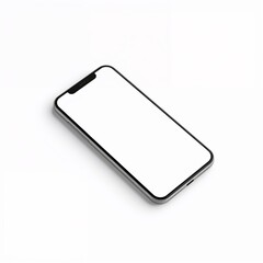 Modern smartphone with blank white screen isolated on pure white background