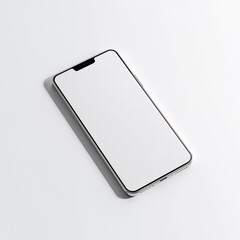 Modern smartphone with blank white screen isolated on pure white background