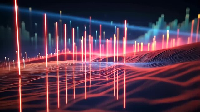 Digital Waveform: A dynamic and colorful data visualization, showcasing the ebb and flow of information in a captivating digital landscape.