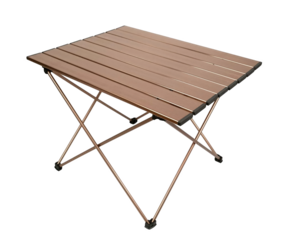 Compact foldable aluminum table for outdoor camping and travel isolated on transparent background