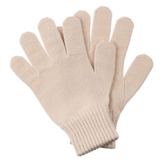 Cozy beige wool gloves for winter fashion and warmth isolated on transparent background