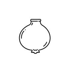 Fototapeta premium Simple line drawing of an onion with a thick outline.