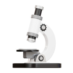 White Microscope With Silver Accents On A Black Base Illuminated By Soft Light On A Transparent Background For Scientific Research And Education