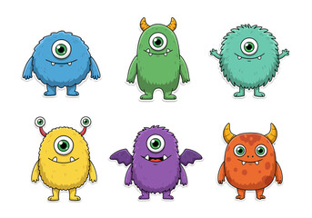 Delightful monster collection for kids' designs, perfect for Halloween or birthday invitations, adding fun and whimsy to any creative project