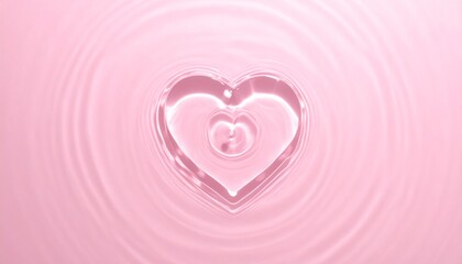 Calm light pink water forming a heart-shaped ripple in the middle