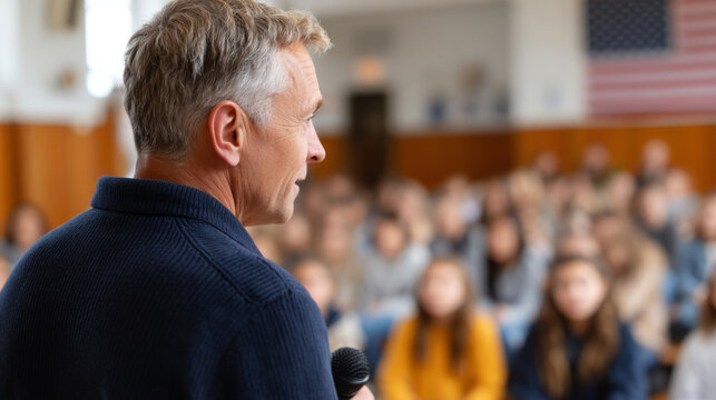 Veteran sharing experiences at school assembly inspires students - Powered by Adobe