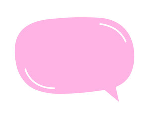 Fototapeta premium Empty pink doodle speech bubble shape. Talk cloud, dialogue balloon, text box, idea sticker, quote frame, thought tag, comment label isolated on white background. Vector flat illustration.