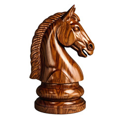 Photorealistic wooden chess knight with intricate wood... isolated on a transparent background horse