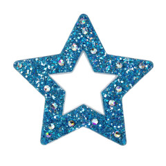Glittering blue star outline with clear rhinestones isolated on a transparent background sparkle