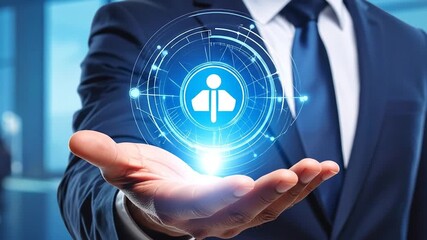 Businessman Holding Illuminated Human Icon, Conceptualizing Talent Management Strategy