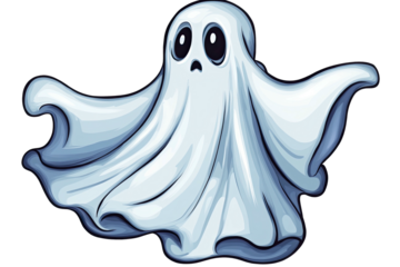Cartoon ghost with wide eyes and open mouth, shaded
