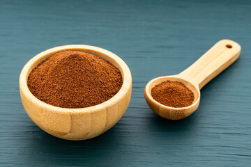 Organic instant coffee in bowl and spoon - Coffea