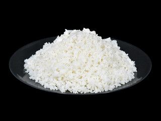 White Minute Rice on a Black Plate