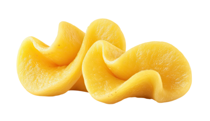 Abstract form of bright yellow doughy material, folded and textured