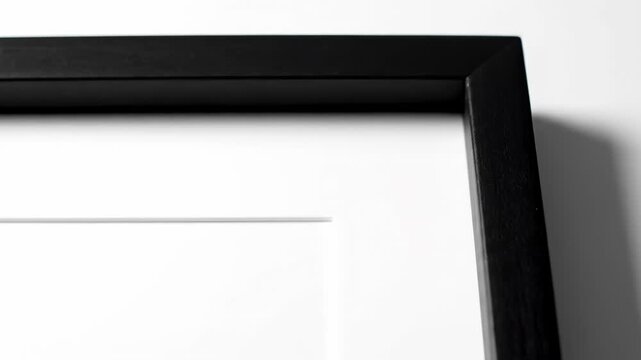 Closeup of a black picture frame with a white mat, isolated on white background vector illustration