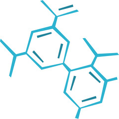 Cyan Chemical Structure of Biphenyl Derivative with Methyl and Isopropyl Groups on White Transparent Background © hidaya