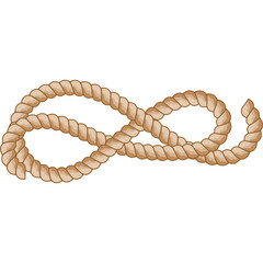 Coiled Thick Natural Fiber Rope Object With A Twisted Texture In A Light Brown Color Displayed On A Transparent Background