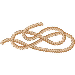 Coiled Natural Fiber Rope With Textured Twine Strands Isolated On White Background For Nautical Or Utility Themes