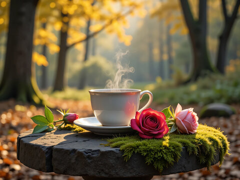 cup of tea with flowers