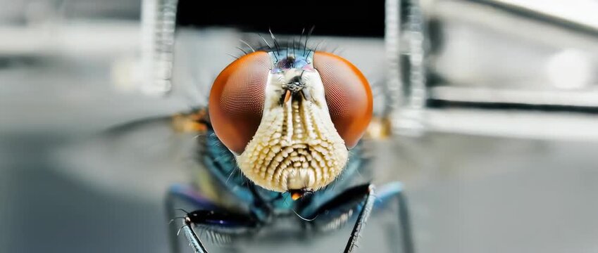Extreme Macro of a Fly with its Proboscis