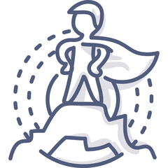 Doodle Icon Of A Figure Standing Proudly On A Mountain Peak Wearing A Cape Symbolizing Success And Achievement In Business And Life Adventures