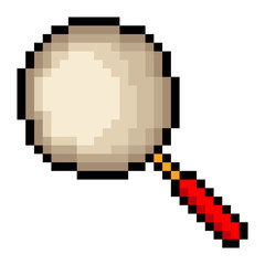 Fototapeta premium Magnifying glass with pixel art isolated on white background