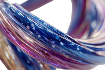 Abstract swirl of purple, blue, and gold, glistening with scattered white dots