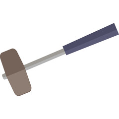 Flat Design Illustration of a Rubber Mallet Tool with a Blue Handle and Gray Shaft on a White Transparent Background