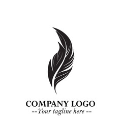 Feather Logo Symbol in Black on the White Background Minimalist Elegant Vector Illustration