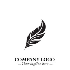 Feather Logo Symbol in Black on the White Background Minimalist Elegant Vector Illustration
