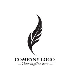Feather Logo Symbol in Black on the White Background Minimalist Elegant Vector Illustration