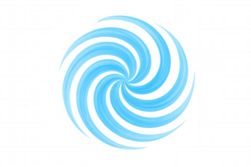 Blue swirling vortex effect creating dynamic motion, spinning abstract design on transparent background