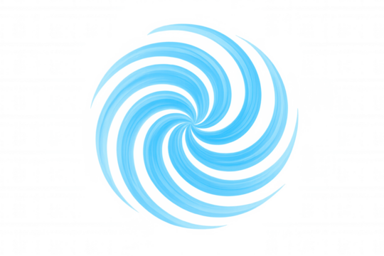 Blue swirling vortex effect creating dynamic motion, spinning abstract design on transparent background