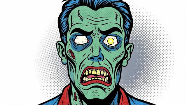 Scary zombie face illustration for halloween themed design and graphic projects vector art image
