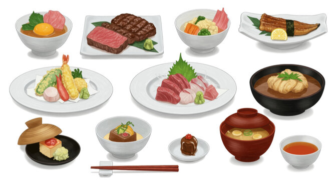 Japanese Food Variety A Collection of Traditional Dishes and Culinary Delights
