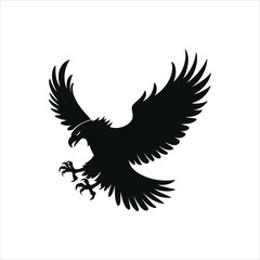 Flying Eagle Attack Silhouette – Vector Predator Bird Icon	