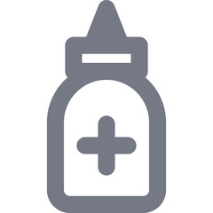 Obraz premium Gray Icon of a Dropper Bottle with a Plus Sign Indicating Medicine or Healthcare Related Content Against a Transparent Background