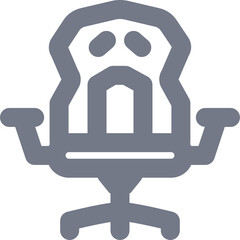Gray Ergonomic Office Chair Icon with Headrest and Armrests on Transparent Background