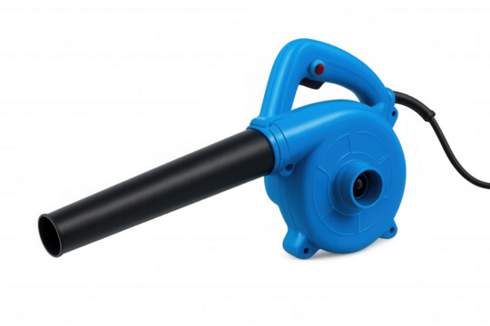 Blue electric leaf blower tool for garden maintenance and home cleaning featuring powerful air blowing function