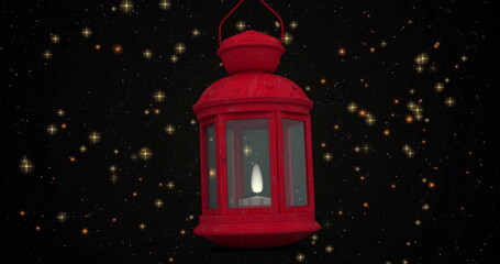 Image of red lantern over stars