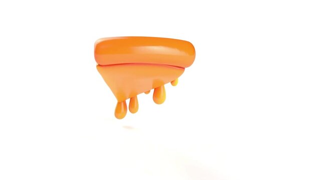 plastic vegan slice of pizza on white bg rotate