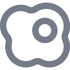 Gray Outline Icon of a Fried Egg with Transparent Background Simple Graphic Design Element