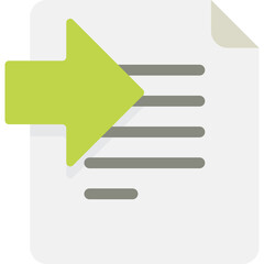 Fototapeta premium Green Arrow Symbol Pointing Towards a Document With Lines Representing Text on a Transparent Background