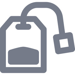 Obraz premium Gray Tea Bag Icon with String and Tag Isolated on Transparent Background Simple Graphic Symbol for Beverage and Relaxation