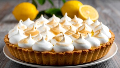 A delicious baked pastry with a lemon curd filling and meringue peaks