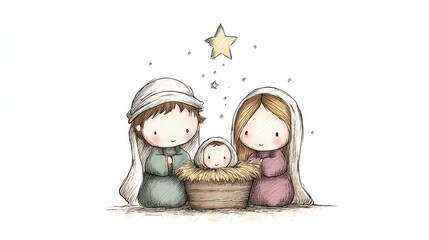 Birth of Jesus In Cartoon Style
