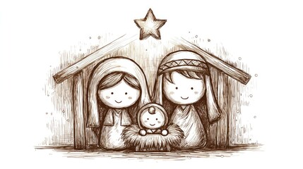 Birth of Jesus In Cartoon Style