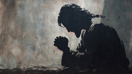 Stencil Art of Jesus Praying
