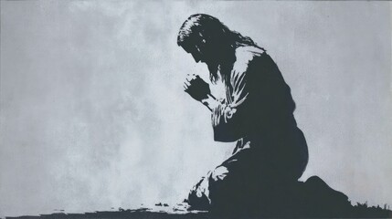 Stencil Art of Jesus Praying
