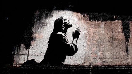 Stencil Art of Jesus Praying